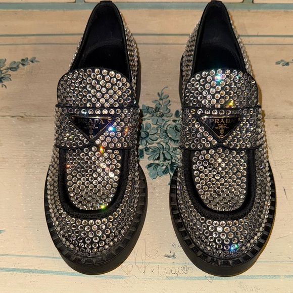 Prada Shoes - 💎Prada Black Loafers with Crystals Embellishment Everywhere💎